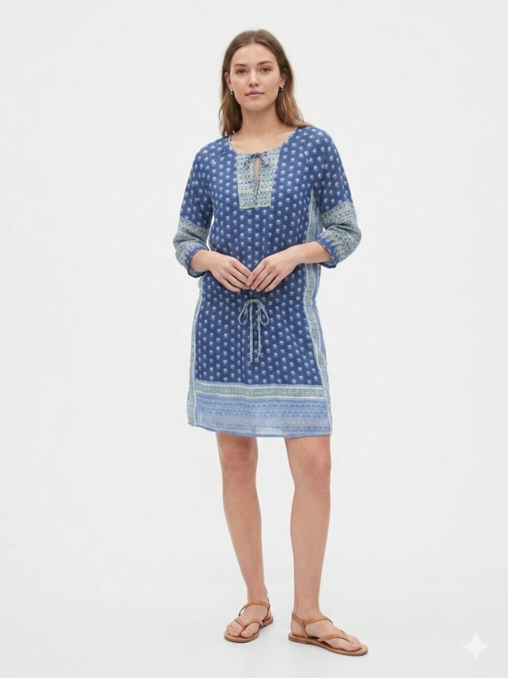 GAP Dress Blue Green Boho Festival Hippie Casual Floral M